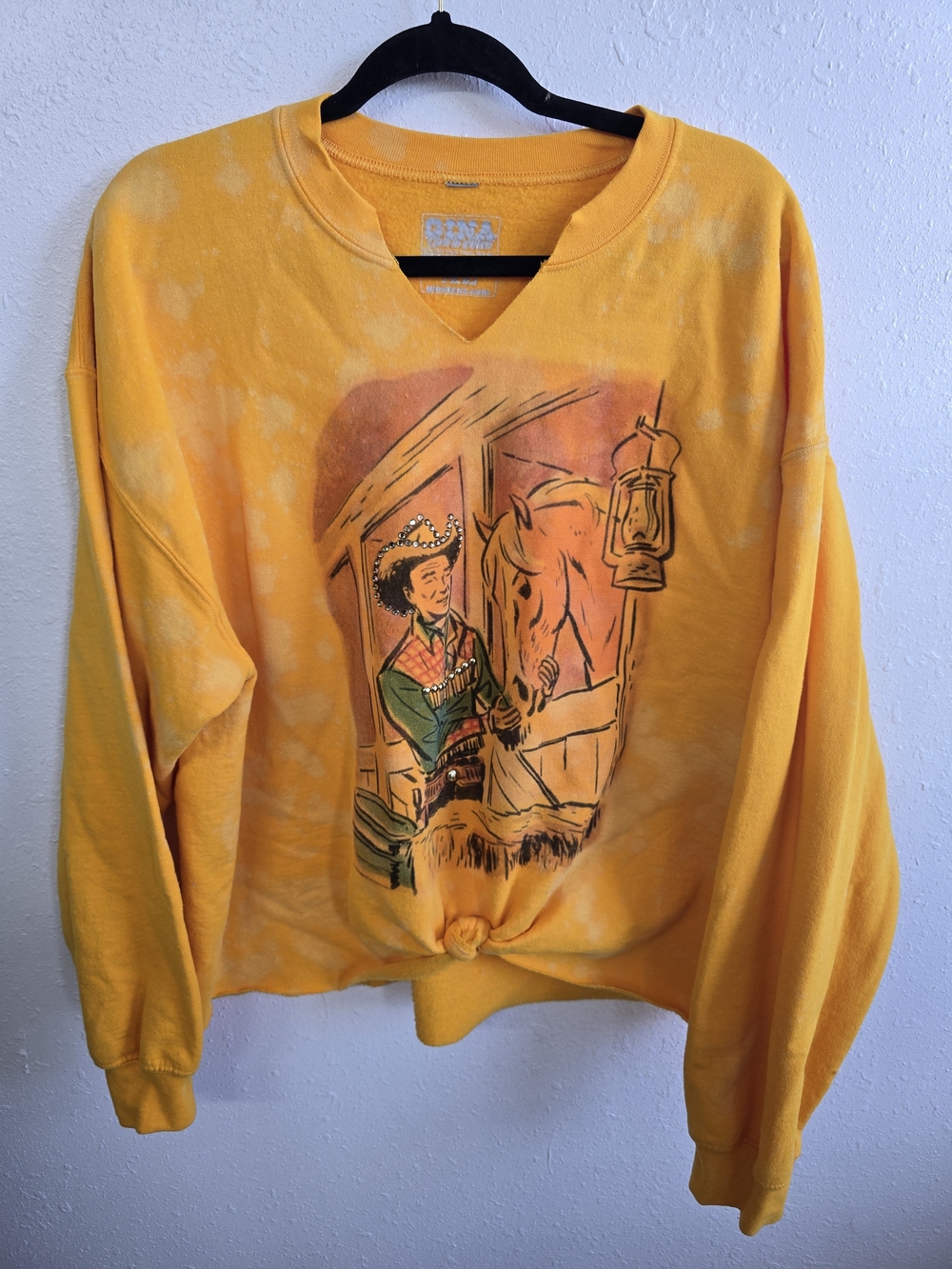 GINA Girls In Action Western Cowgirl Horse Graphic Sweatshirt XL Rhinestone - Picture 2 of 6